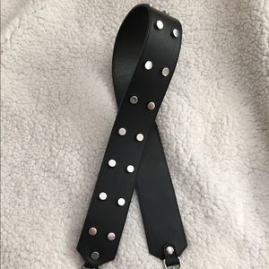 Leather studded removable handbag strap